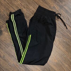 Fashion Nova Track Joggers with Neon Green Side Stripes